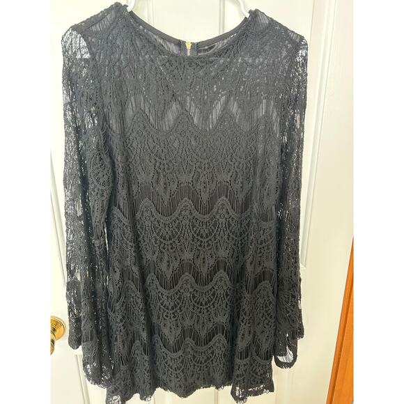 Black lacey dress or top bell sleeved Morticia Adams style - Picture 4 of 7